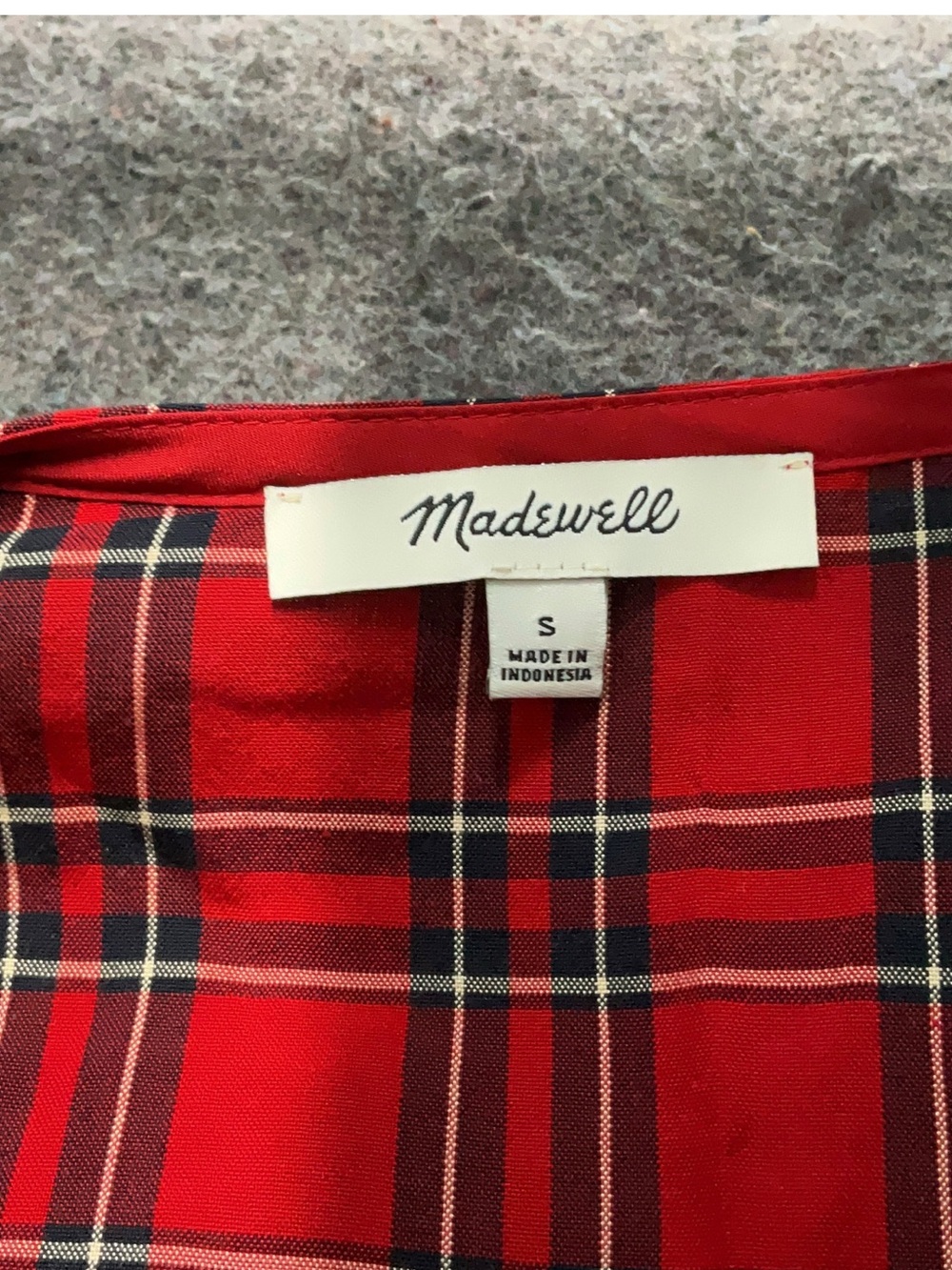 Madewell Red Black Plaid Top Size S - Picture 2 of 4